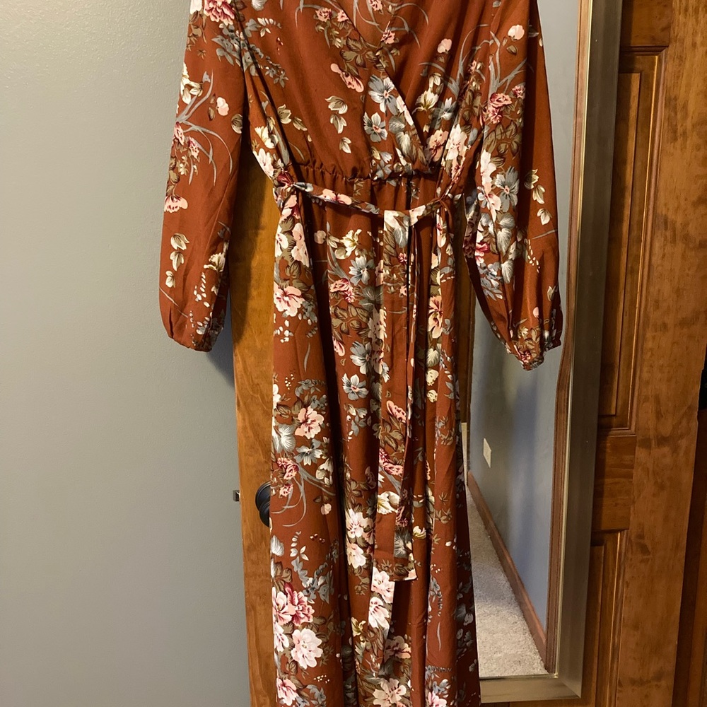 Shein floral wrap dress